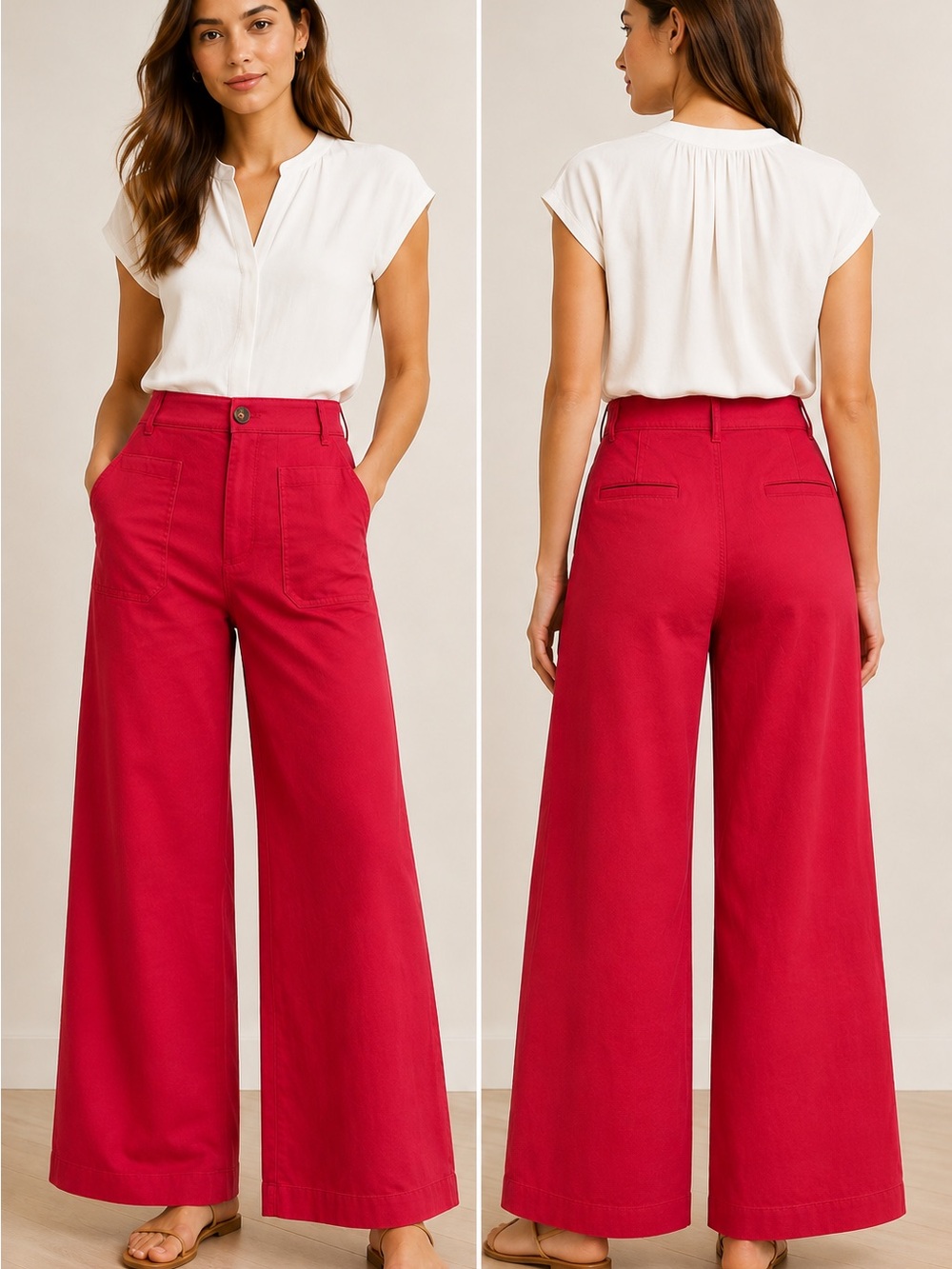 LOFT The Palmer Wide Leg Pants 10P
Petite Pink Red